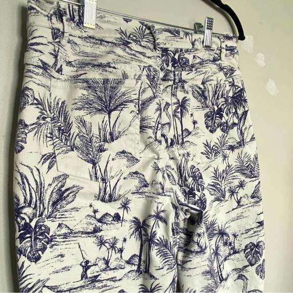 J McLaughlin Alma Pant Heron white with navy Toile printed denim pants SZ-4 - Picture 9 of 11
